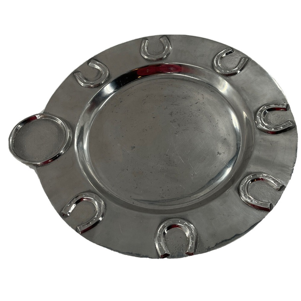 Jaco Mexican Metal Serving Platter Horseshoe Cowboy Western Handcrafted 14 3/4"